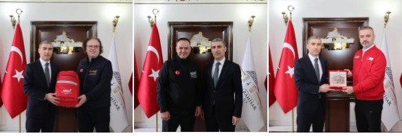 Afyonkarahisar Valisi Dr. Naci Aktaş, AFAD ve Kızılay üst düzey yetkililerinden oluşan heyeti makamında kabul etti.